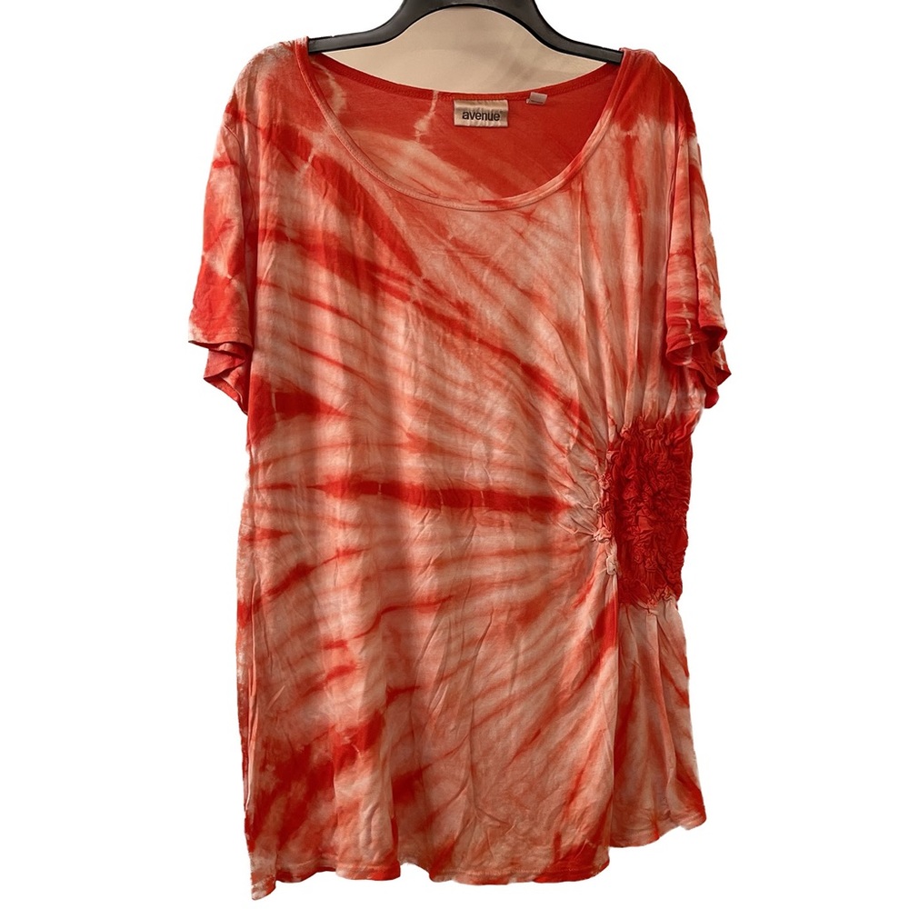 Avenue Orange Tie Dye Long T-Shirt / Tunic Size 18/20